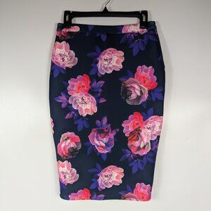 Paint It Red Floral Neoprene Scuba Skirt Size Small